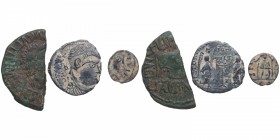 Lote, fracción de As y dos monedas de Bajo Imperio de acuñación bárbara. BC. Est.60.