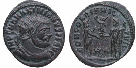 295-6 dC. Maximiano Hércules como Augusto (285-310). Radiatus Heraclea. RIC 14. Ae. IMP C MA MAXIMIANVS PF AVG, busto blindado con corona de radiación...