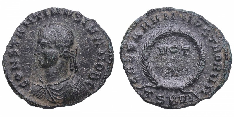 316-340 dC. Constantino II. Tesalónica. Follis. RIC 128. Ae.  CONSTANTINUS IUN N...