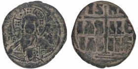 968-1034. Anónimo atribuido al reinado de Romano III Argyros (968-1034). Constantinopla. Follis. SB 1823. Ae. MBC-. Est.15.