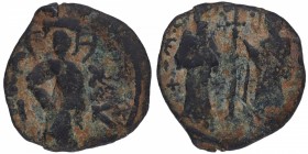 1050-1067. Constantino X y Eudocia. Constantinopla. Follis. SB 1853. Ae. MBC-. Est.15.