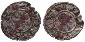 1158-1214. Alfonso VIII (1158-1214). Dinero. Cru 543. Ve. 0,65 g. Ley: ANFVUS-REX MBC-. Est.8.