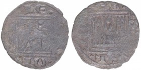 1252-1284. Alfonso X (1252-1284). Coruña. Pujesa. Núñez 127.6. Ve. 0,48 g. Rombos y no puntos separando las leyendas. MBC-. Est.15.