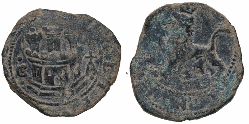 1556-1598. Felipe II (1556-1598). Cuenca. 2 Maravedís. Cu. 3,32 g. MBC-. Est.8.