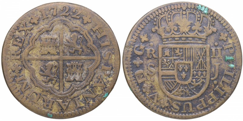 1722. Felipe V (1700-1746). Sevilla. 2 Reales. J. Cu-Ni. 3,72 g. Falsa de época ...