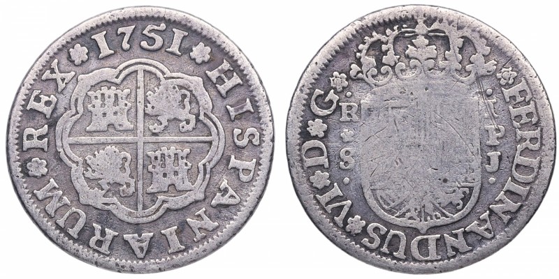 1751. Fernando VI (1746-1759). Sevilla. 1 Real. Ag. 2,64 g. BC. Est.28.