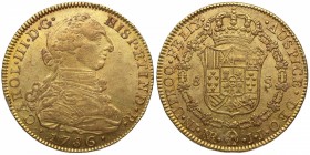 1786. Carlos III (1759-1788). Nuevo Reino. 8 escudos. Au. EBC / EBC-. Est.1500.