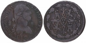 1801. Carlos IV (1788-1808). Segovia. 8 maravedís. A&C 419. Cu. MBC+. Est.20.