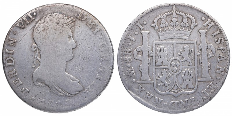 181*. Fernando VII (1808-1833). México. 8 Reales. JJ. Cy 16024. Ag. 26,52 g. MBC...