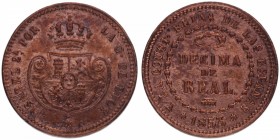 1853. Isabel II (1833-1868). Segovia. Décima de real. C&N 259 y 277. Cu. Limpiada. (EBC-). Est.35.
