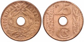 1938. II República (1931-1939). Castellón. 25 céntimos. Cy 11313. Cu. 4,90 g. Atractiva. SC / SC-. Est.8.