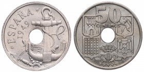1949*51. Franco (1939-1975). 50 céntimos. Cu-Ni. Variante. Flechas invertidas. SC. Est.20.