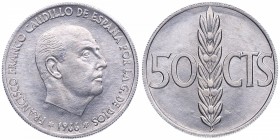 1966*68. Franco (1939-1975). 50 céntimos. Cu-Ni. Girada 25º a la derecha. SC. Est.15.