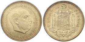 1953*63. Franco (1939-1975). 1 Peseta. Cu-Ni. 3,43 g. SC. Est.40.