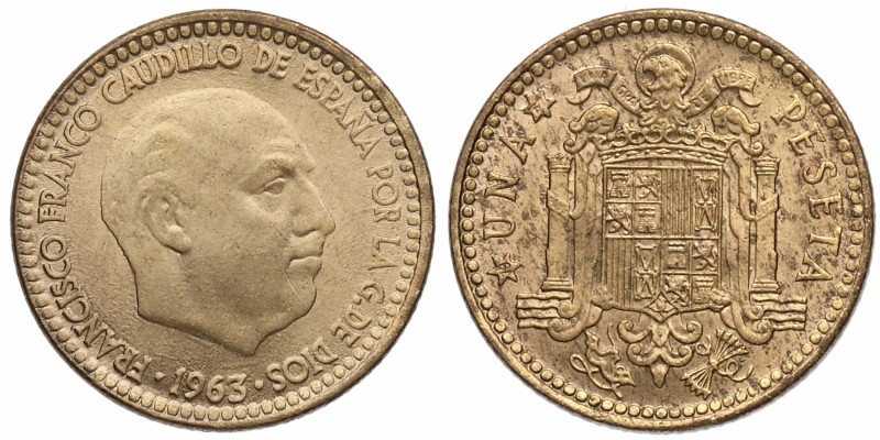 1963*67. Franco (1939-1975). 1 peseta. Cu-Ni. SC. Est.130.