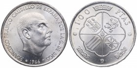 1966*67. Franco (1939-1975). Madrid. 100 pesetas. Cy 11402. Ag. 18,89 g. Bella. SC. Est.14.