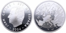 2004. Juan Carlos I (1975-2014). 10 euros. Ag. Encapsulada. SC. Est.25.