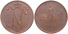 1916. Noruega. 5 Pennia. Ae. 6,42 g. SC. Est.30.