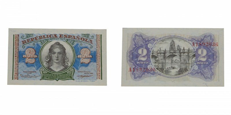 1938. Guerra Civil (1936-1939). 2 pesetas. SC. Est.15.