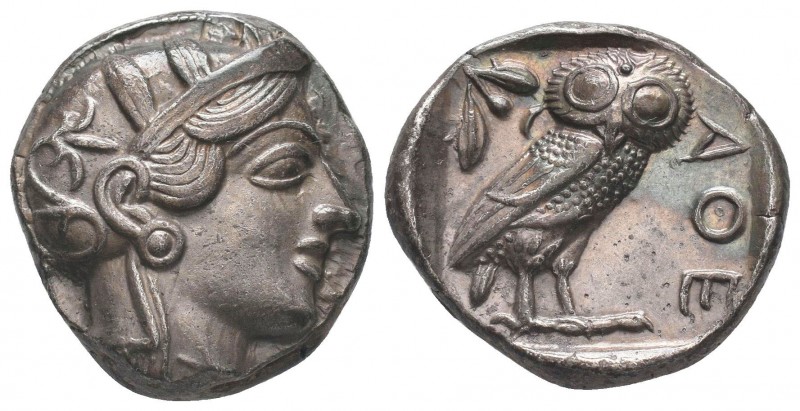 Attica, Athens AR Tetradrachm. Circa 454-404 BC. Helmeted head of Athena right /...