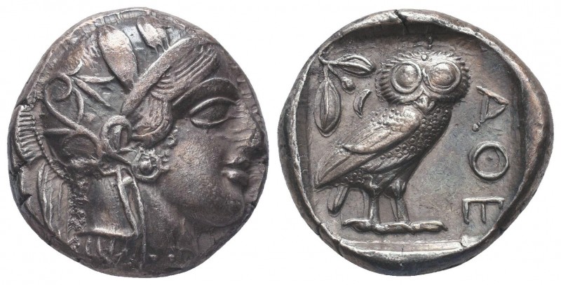 Attica, Athens AR Tetradrachm. Circa 454-404 BC. Helmeted head of Athena right /...