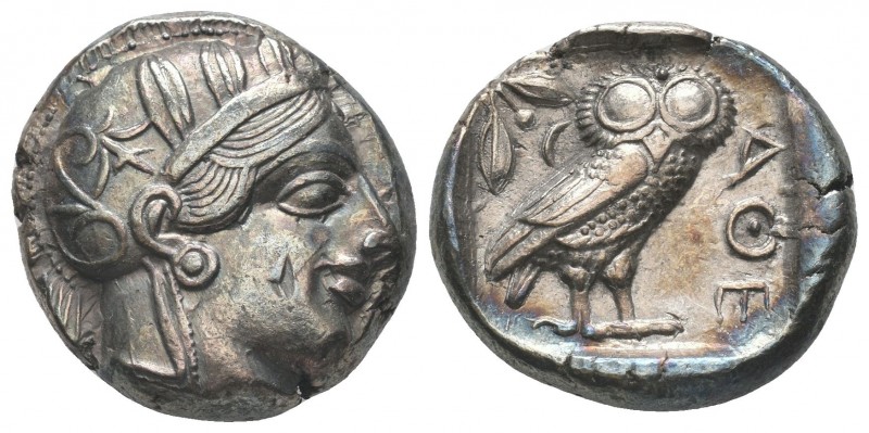 Attica, Athens AR Tetradrachm. Circa 454-404 BC. Helmeted head of Athena right /...