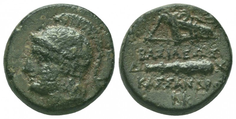 KINGS OF MACEDON. Kassander (316-297 BC). Ae.
Obv: Helmeted head of Athena right...