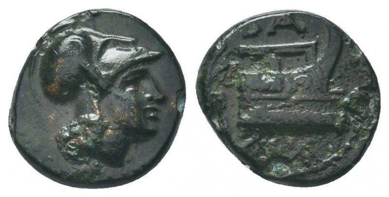 KINGS OF MACEDON. Demetrios I Poliorketes (306-283 BC). Ae. Salamis.
Obv: Helmet...