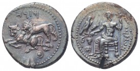 Cilicia, Tarsos AR Stater.Cilicia, Tarsos AR Stater. Mazaios, satrap. 361/0-334 BC. Baaltars seated left, holding eagle, grain ear, grapes, and sceptr...