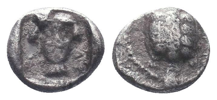 Cilicia, Mallos AR Obol. Circa 440-390 BC. Turtle / Head of female(?) facing; M-...