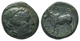 Seleukid Kingdom. 144-142 B.C. AE 

Condition: Very Fine

Weight: 3.50 gr
Diameter: 15 mm