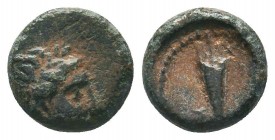 Seleukid Kingdom. 144-142 B.C. AE 

Condition: Very Fine

Weight: 1.00 gr
Diameter: 9 mm