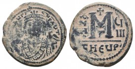 Maurice Tiberius, 582-602 AD, AE Follis. Antioch as Theopolis mint.

Condition: Very Fine

Weight: 12.20 gr
Diameter: 29 mm