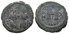 Justin II and Sophia, AE Follis.565-578 AD, Antioch as Theopolis mint. 

Condition: Very Fine

Weight: 15.50 gr
Diameter: 32 mm