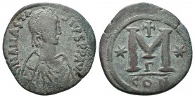 Anastasius I, 491-518 AD, AE follis. Constantinople mint.

Condition: Very Fine

Weight: 18 gr
Diameter: 35 mm