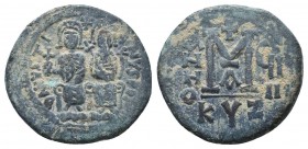 Justin II and Sophia,565-566 AD, AE Follis. Cyzicus mint.

Condition: Very Fine

Weight: 13.00 gr
Diameter: 29 mm