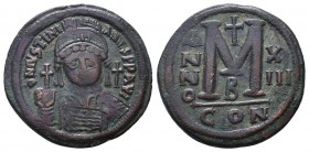 Justinian I, 527-565 AD, AE follis.

Condition: Very Fine

Weight: 22.00 gr
Diameter: 38 mm