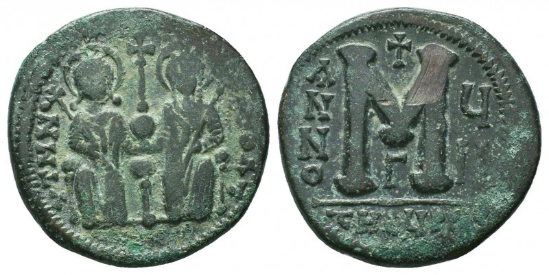 Justin II and Sophia, AE Follis.565-578 AD, 

Condition: Very Fine

Weight: 15.3...