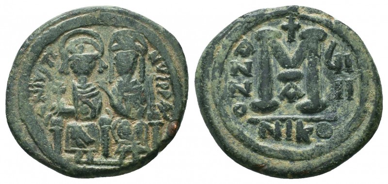 Justin II and Sophia, AE Follis.565-578 AD, 

Condition: Very Fine

Weight: 12.2...