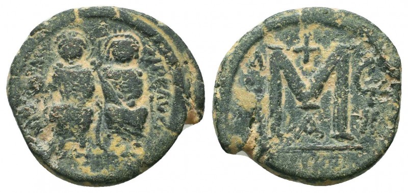 Justin II and Sophia, AE Follis.565-578 AD, 

Condition: Very Fine
Weight: 14.30...