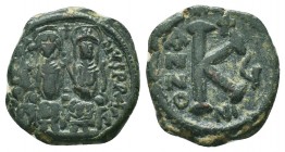 Justin II and Sophia, AE Follis.565-578 AD, 

Condition: Very Fine

Weight: 7.40 gr
Diameter: 23 mm