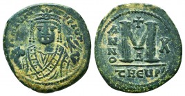 Maurice Tiberius, 582-602 AD, AE Follis, Antioch as Theopolis mint.

Condition: Very Fine

Weight: 12.80 gr
Diameter: 29 mm