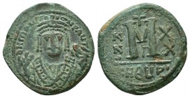 Maurice Tiberius, 582-602 AD, AE Follis, 

Condition: Very Fine

Weight: 11.20 gr
Diameter: 28 mm