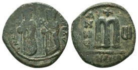 Phocas and Leontia (602-610 AD). AE 

Condition: Very Fine

Weight: 9.20 gr
Diameter: 25 mm