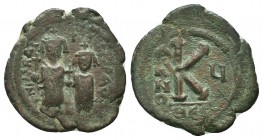 Heraclius and Heraclius Constantine. AD 610-641, AE half follis. Thessalonica mint.

Condition: Very Fine

Weight: 4.70 gr
Diameter: 24 mm