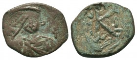Justinian II. Second reign, 705-711. AE Follis Rare! Arabic overstrike!

Condition: Very Fine

Weight: 4.90 gr
Diameter: 27 mm