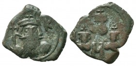 Constans II and Sons, 654-659 AD, AE Follis, Constantinople mint.

Condition: Very Fine

Weight: 4.70 gr
Diameter: 22 mm