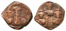 Constans II and Sons, 654-659 AD, AE Follis, Constantinople mint.

Condition: Very Fine

Weight: 4.80 gr
Diameter: 22 mm