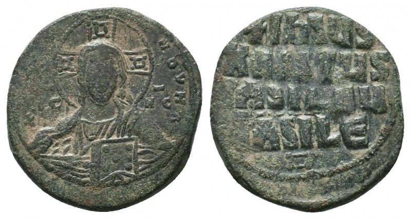 Basil II and Constantine VIII, 976-1028 AD, AE Anonymous follis. Bust of Christ....