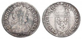 France, Kingdom. Louis XIV 'the Sun King' (AD 1643-1715) AR Douzième d'écu. Limoges, 1659-I. LVD•XIIII•D•G• •FR•ET•NAV•REX, laureate and draped bust r...